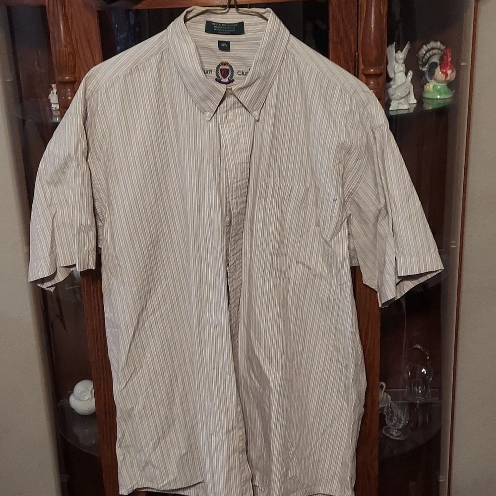 Hunt Club Striped Short Sleeve Men's Shirt Size 16.5